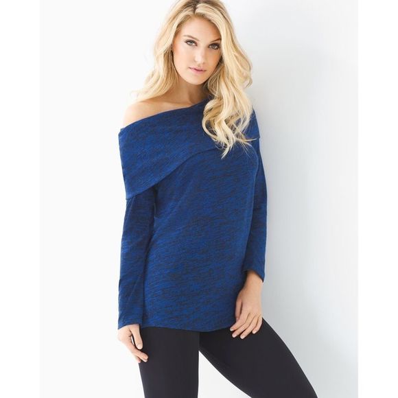 Soma Tops - Soma Blue Melange Off Shoulder Tunic Top NWT